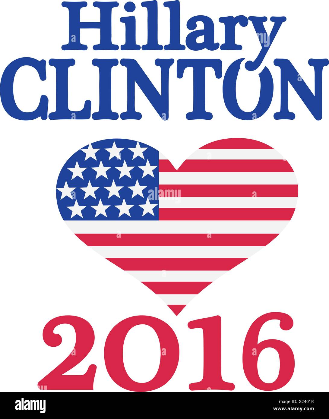 Hillary Clinton 2016 mit USA-Herz Stock Vektor