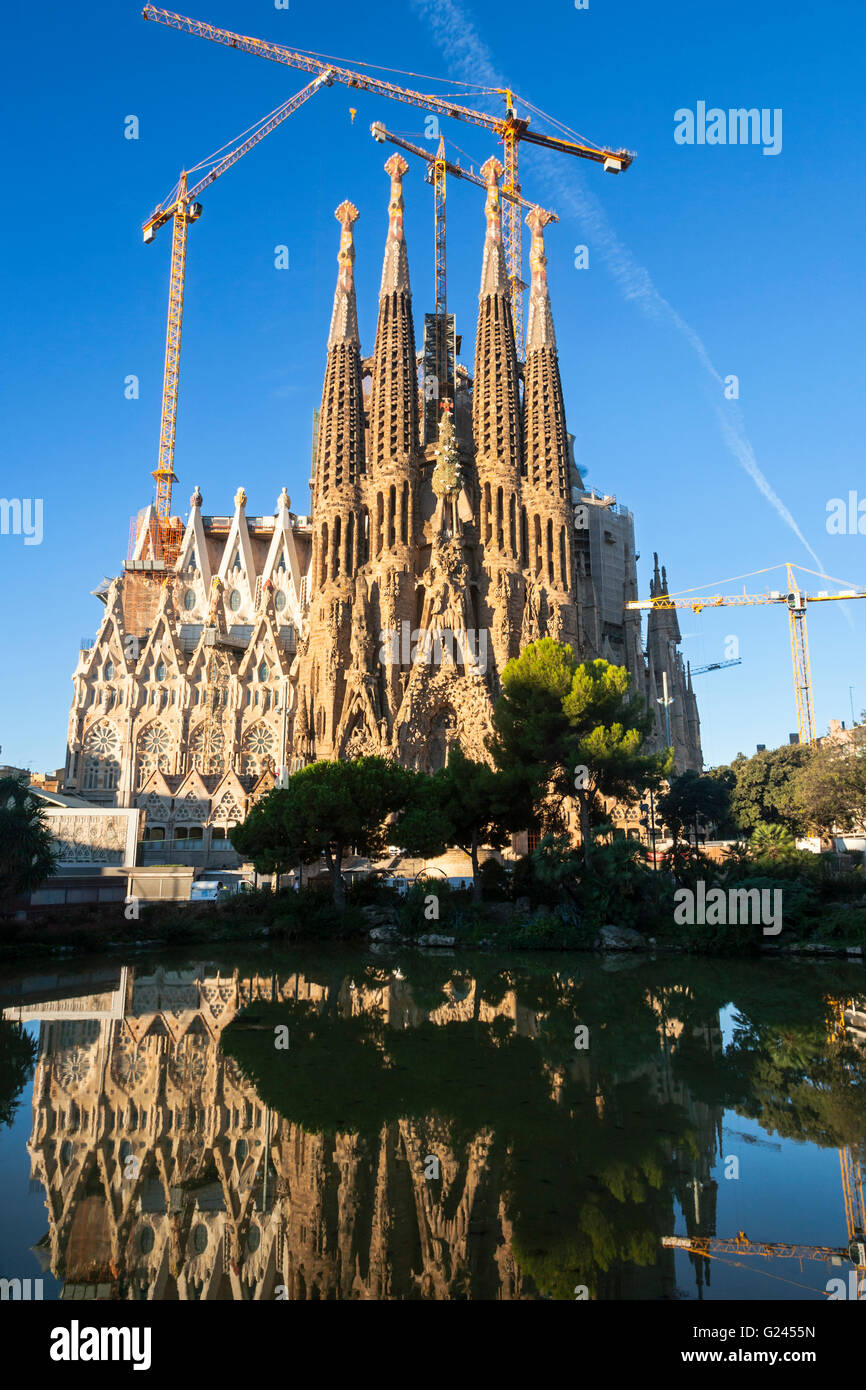 Die Kathedrale Sagrada Familia von Antonio Gaudil, Barcelona, Katalonien, Spanien. Stockfoto