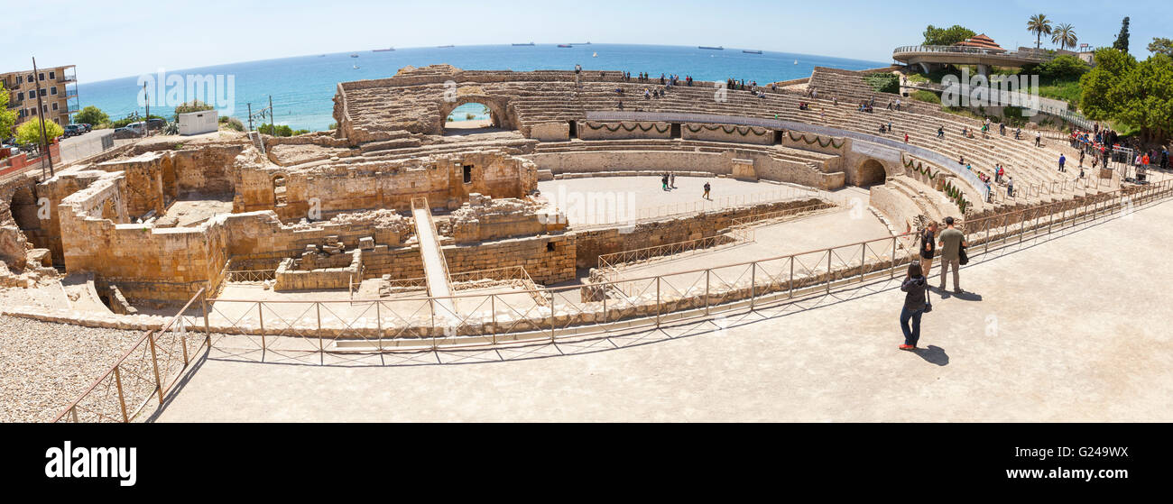 Römisches Amphitheater, Tarragona, Katalonien, Spanien Stockfoto