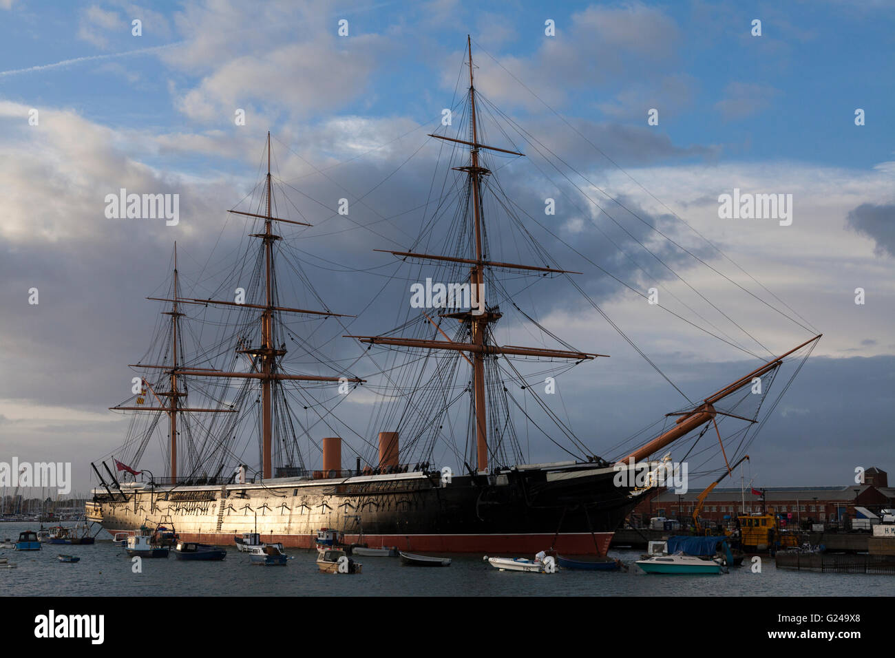 HMS Krieger in Portsmouth Historic Dockyard, Portsmouth, Hampshire, England Stockfoto