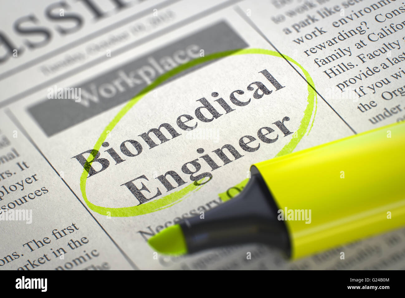 Wir suchen biomedizinischen Ingenieur. Stockfoto