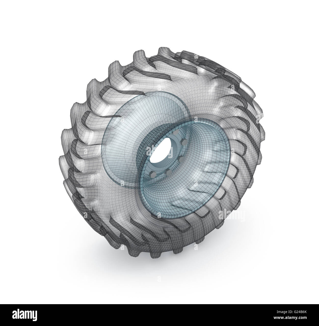 Traktor-schwere Rad-Draht-Modell. Mein eigenes Design. Stockfoto