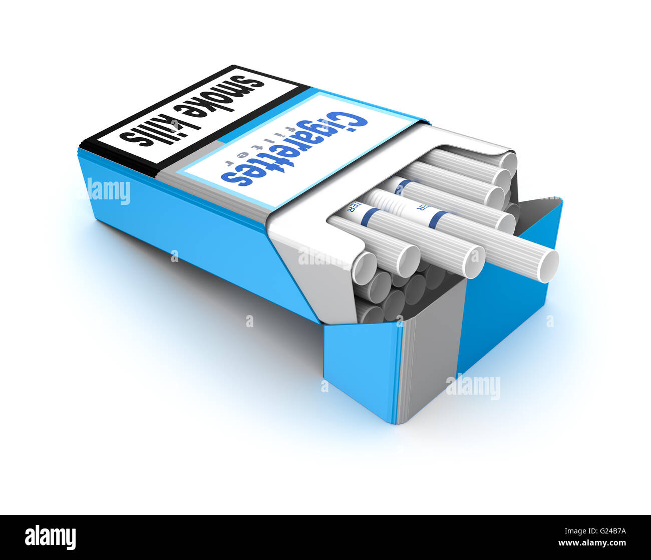 Zigaretten packen 3D-Illustration isoliert auf weiß Stockfoto