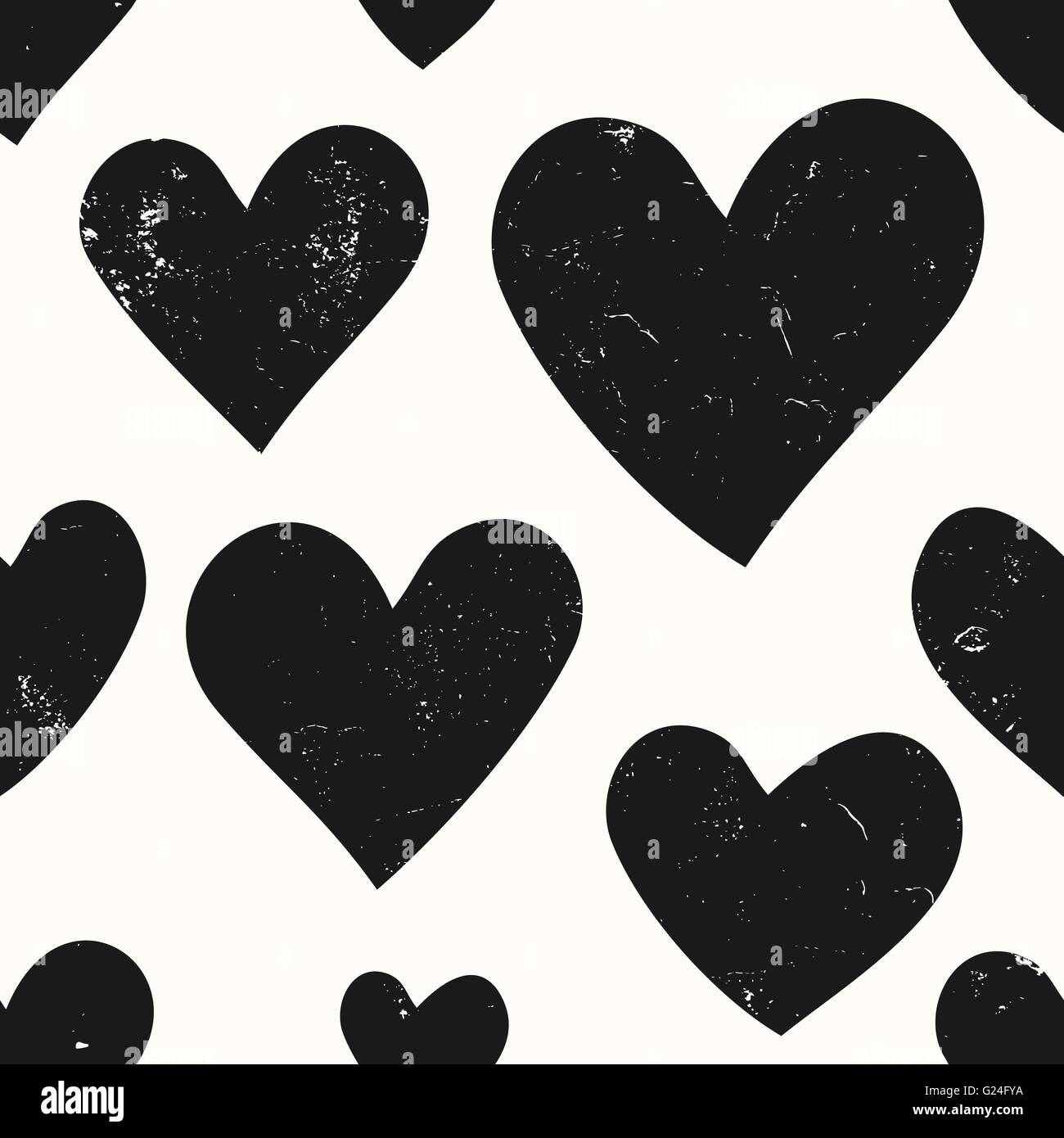 Abstrakte nahtlose Muster mit Herzen in schwarz und weiß. Modernes und stilvolles romantisches Design Plakat, Geschenkpapier, Vale Stock Vektor