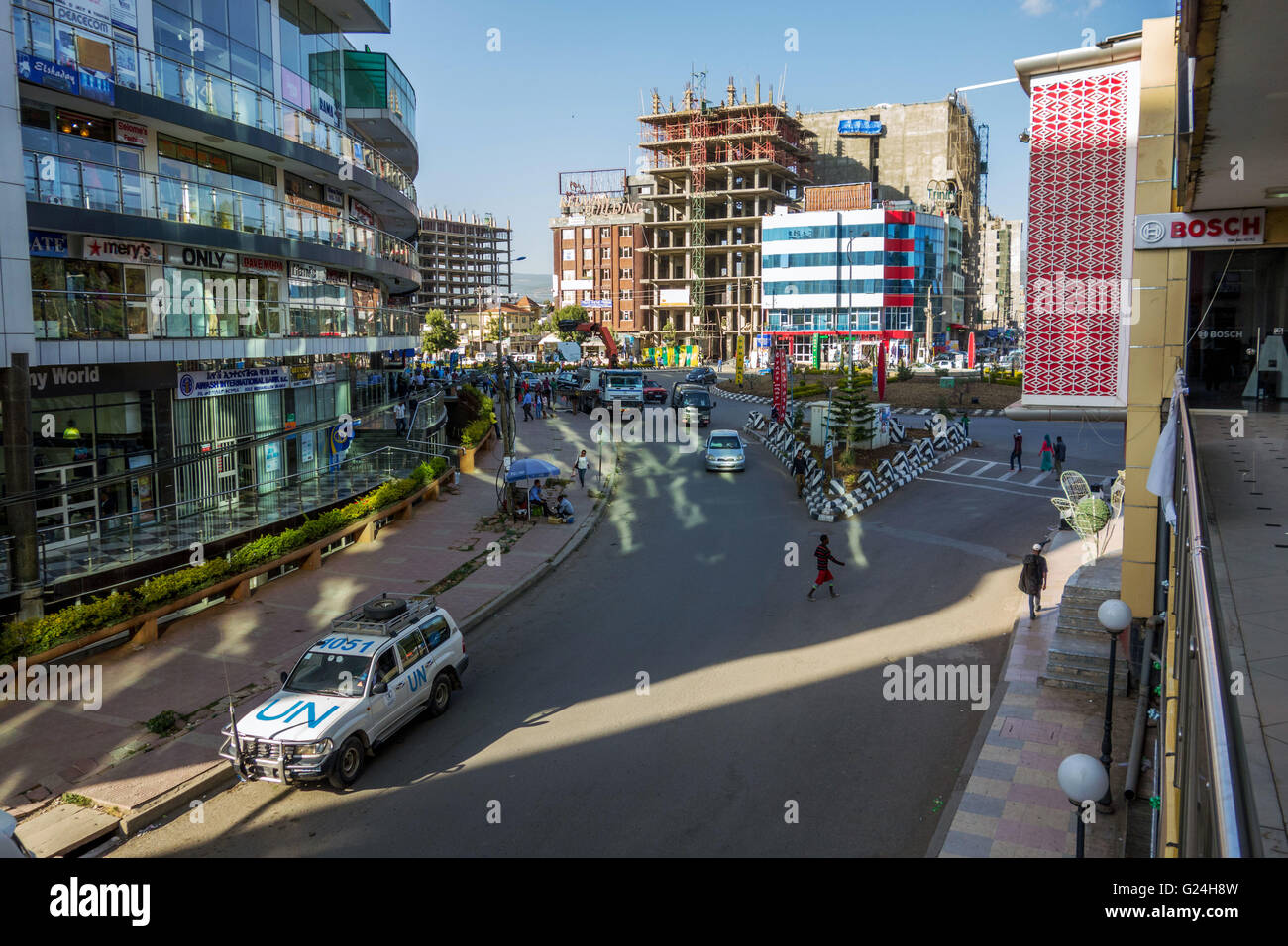 Eine große Kreuzung in Addis Ababa, Äthiopien Stockfoto