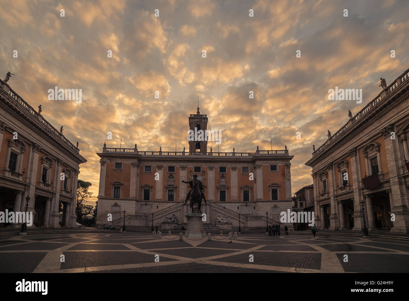 Rom, Italien: Das Capitolium Platz in den Sonnenaufgang Stockfoto