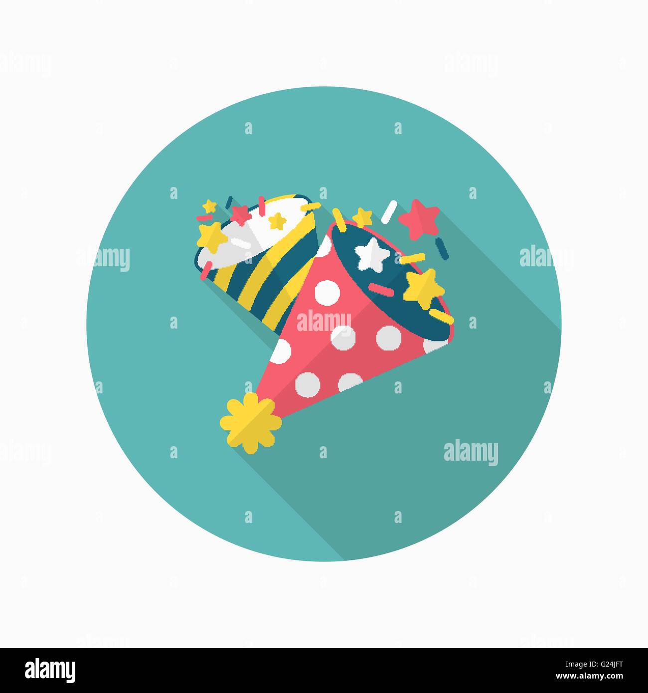 Partyhut Symbol Vektor Flach Lange Schatten Design Stock Vektorgrafik Alamy