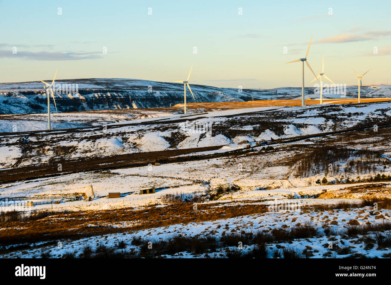 Kohle-Clough Windpark oberhalb der Cliviger-Schlucht-Lancashire Stockfoto
