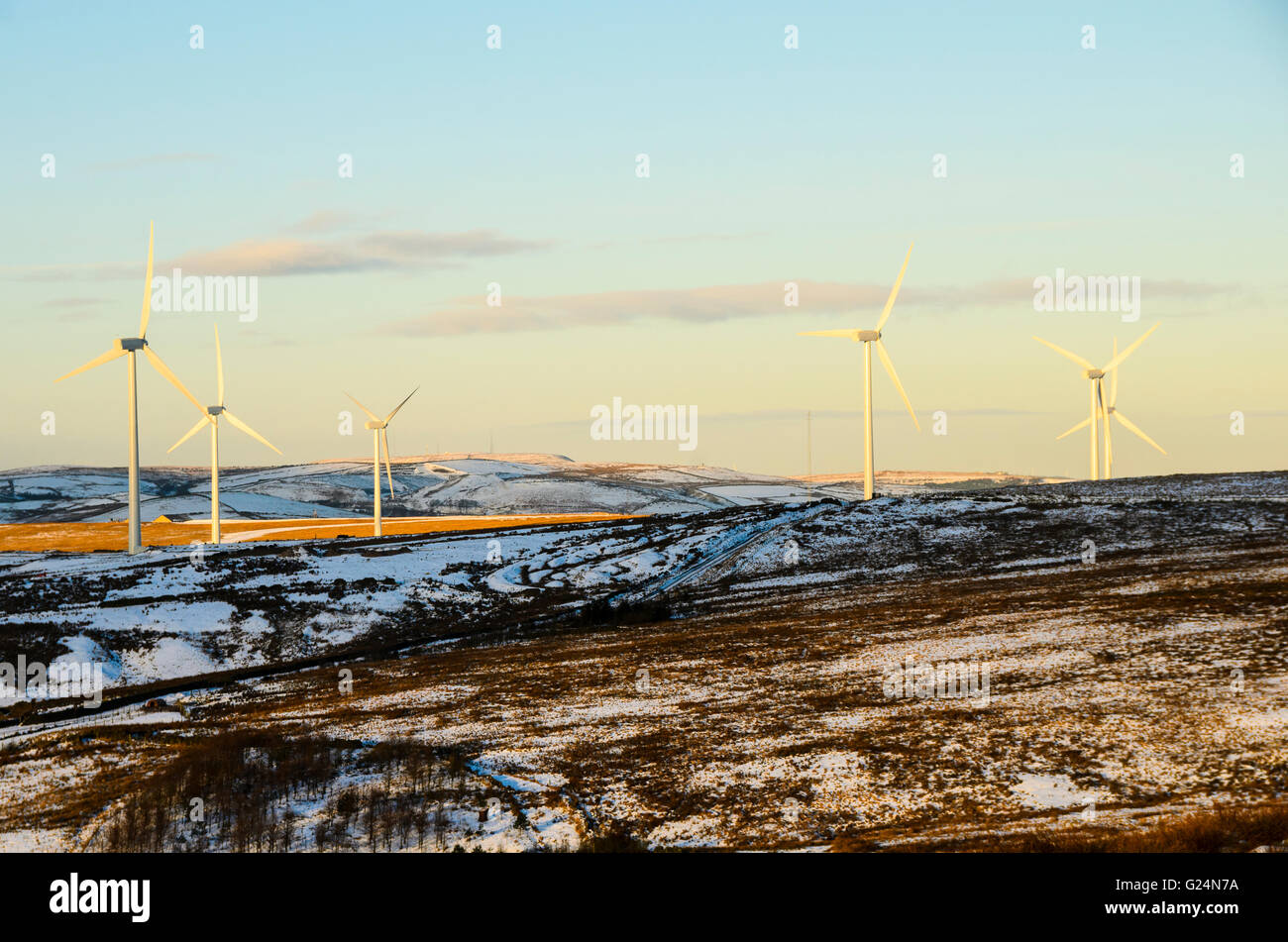 Kohle-Clough Windpark oberhalb der Cliviger-Schlucht-Lancashire Stockfoto