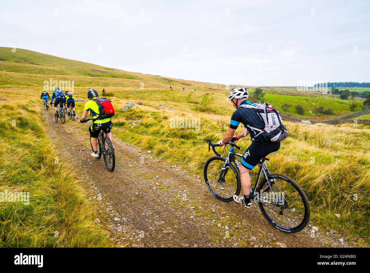 Reiter "Lakeland Monster Miles" Off-Road-Event auf der Caldbeck Fells im nördlichen Lake District Stockfoto