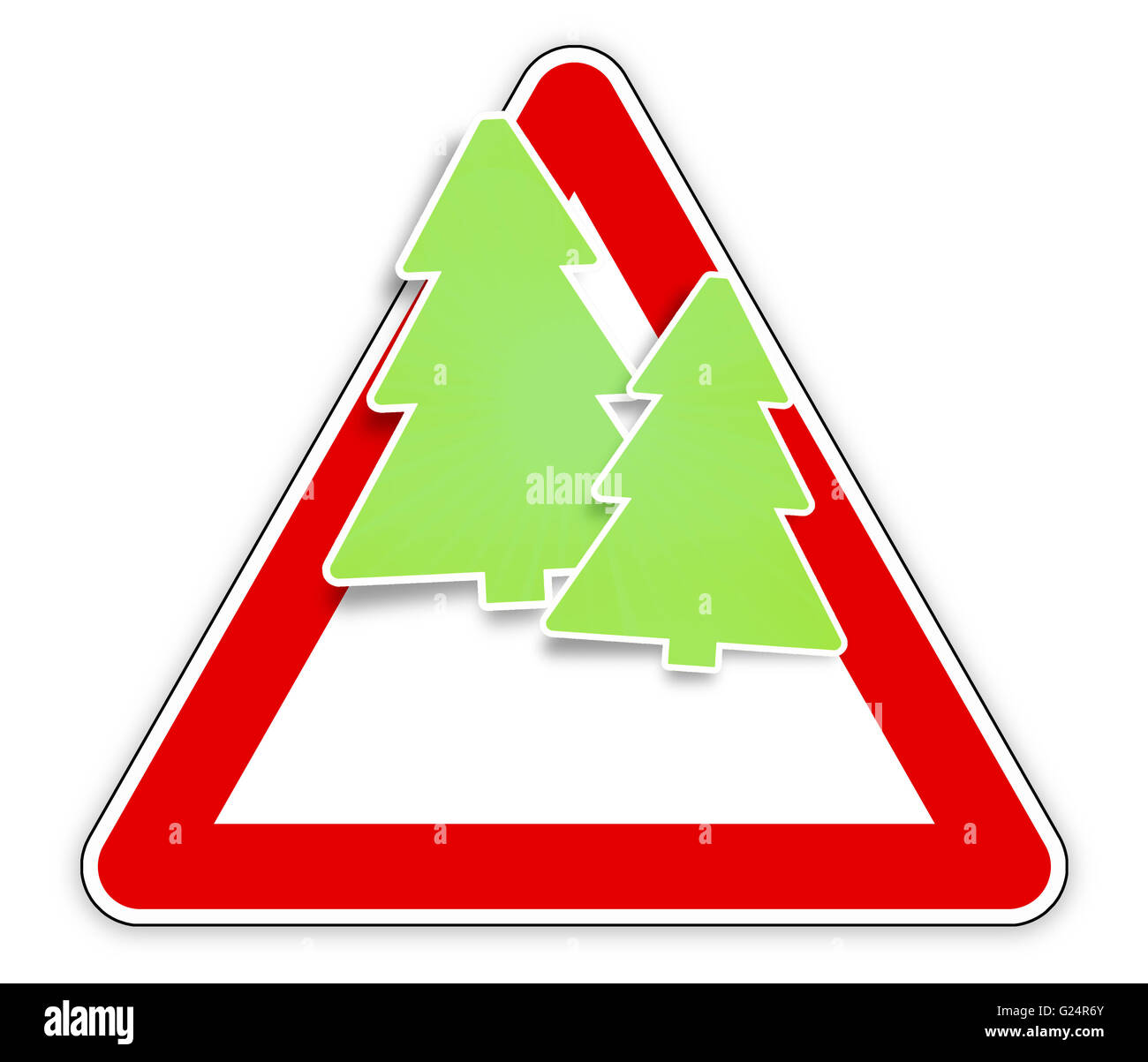 rotes Schild Weihnachten Tanne Stockfoto