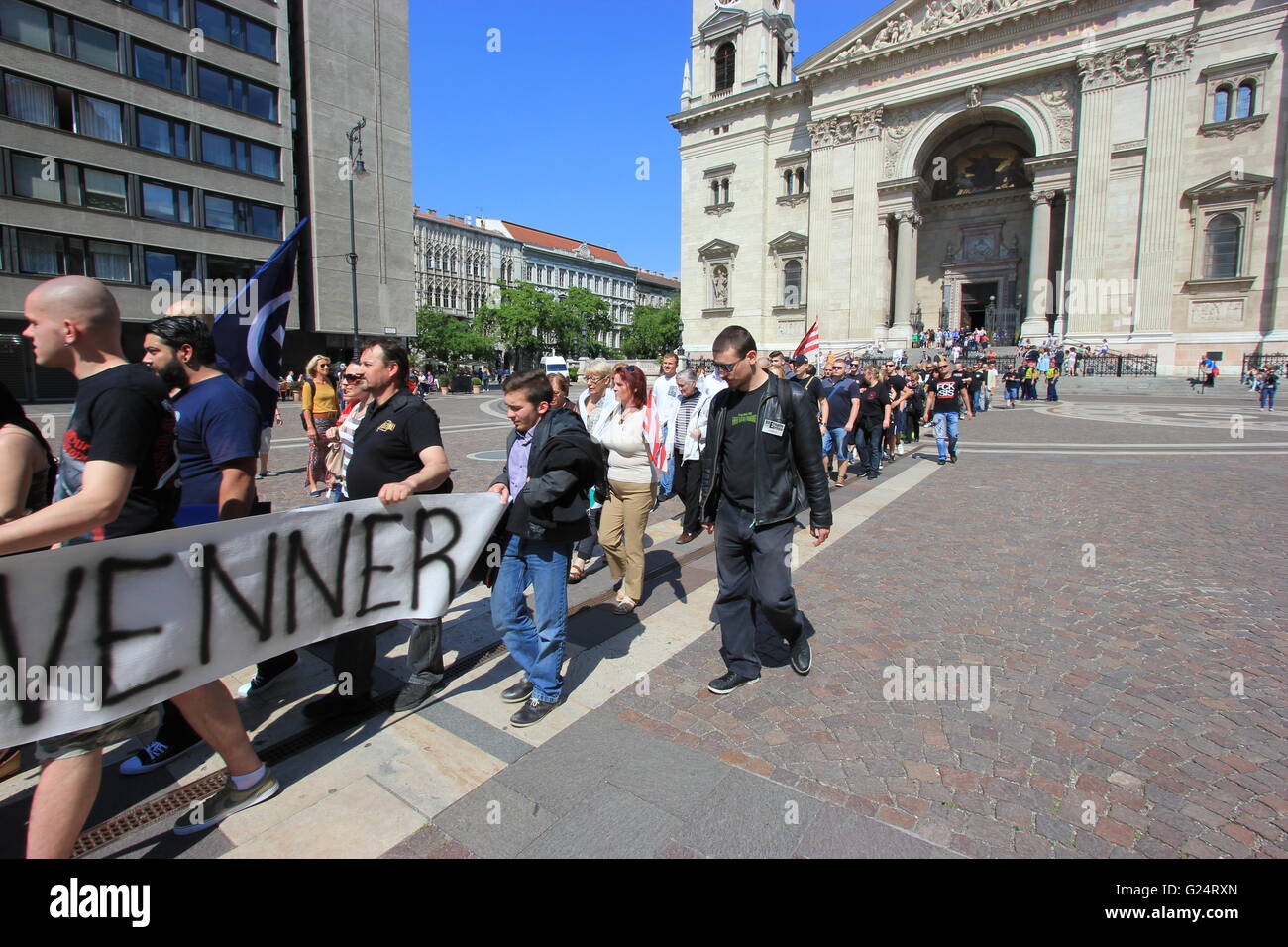 Eine rechtsextreme Bewegung, protestieren gegen Muslime und Europa, Budapest, Ungarn Stockfoto