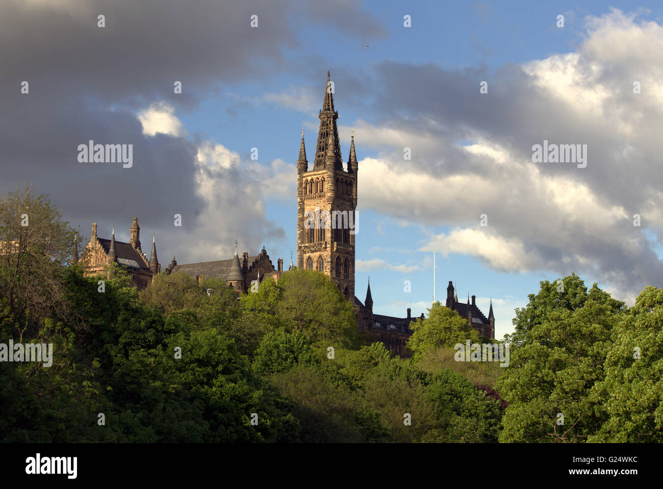 Universität von Glasgow aus Kelvingrove, Glasgow, Schottland, Großbritannien. Stockfoto
