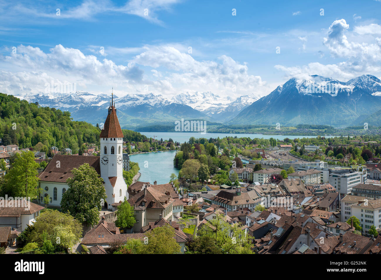 Die historische Stadt Thun im Kanton Bern in der Schweiz Stockfoto