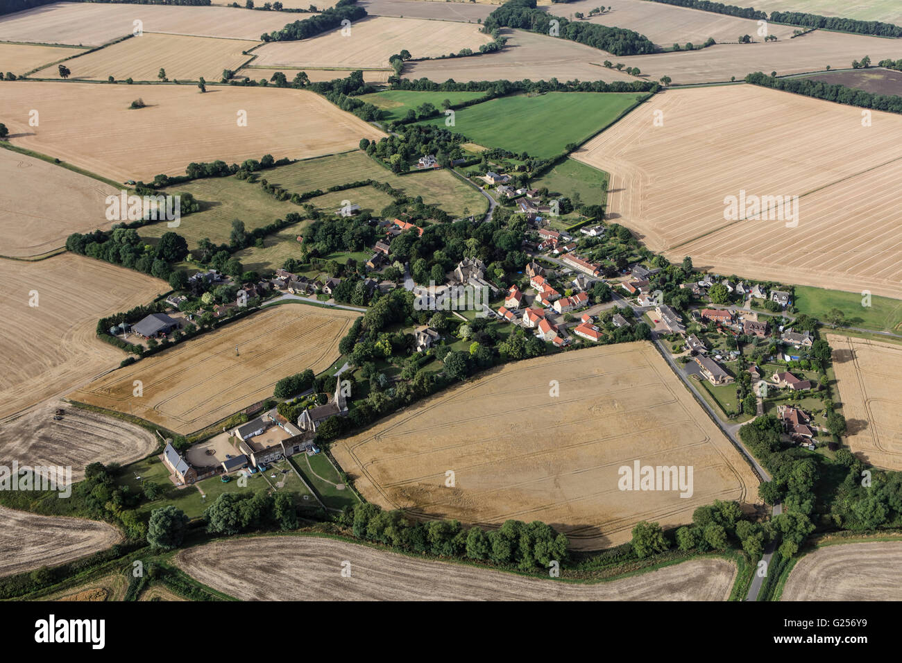 Eine Luftaufnahme des Weilers Braceborough, South Lincolnshire Stockfoto