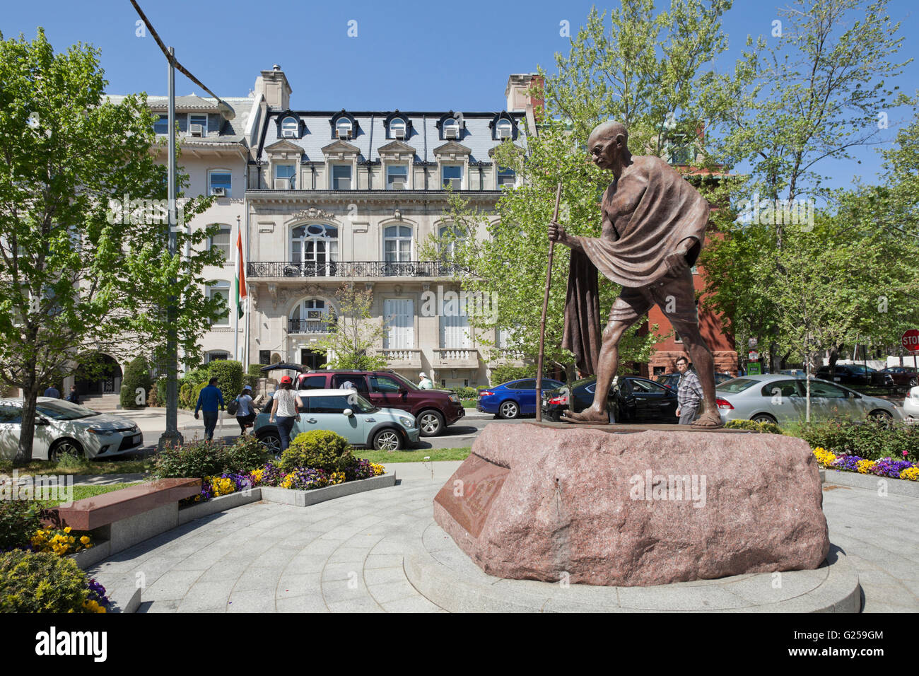Mahatma Gandhi-Statue vor der indischen Botschaft - Washington, DC USA Stockfoto