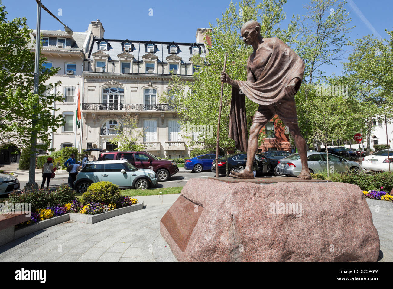 Mahatma Gandhi-Statue vor der indischen Botschaft - Washington, DC USA Stockfoto