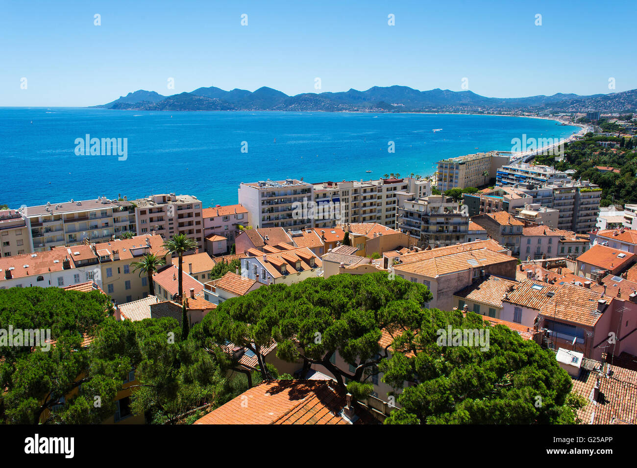 Luftbild der Küste von Cannes, Côte d ' Azur, Frankreich Stockfoto