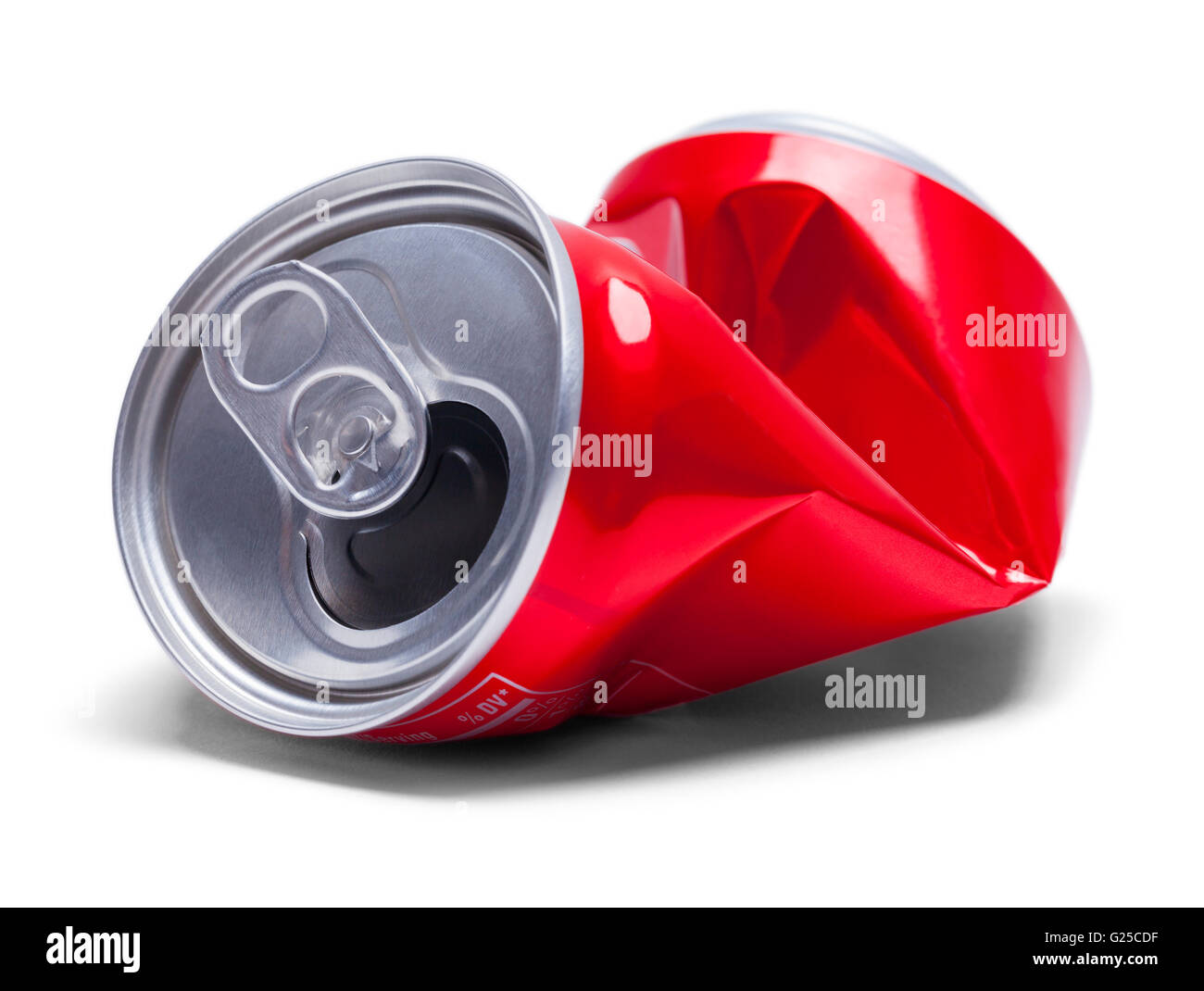 Leere zerschlagen Soda Pop Can Isolated on White Background. Stockfoto