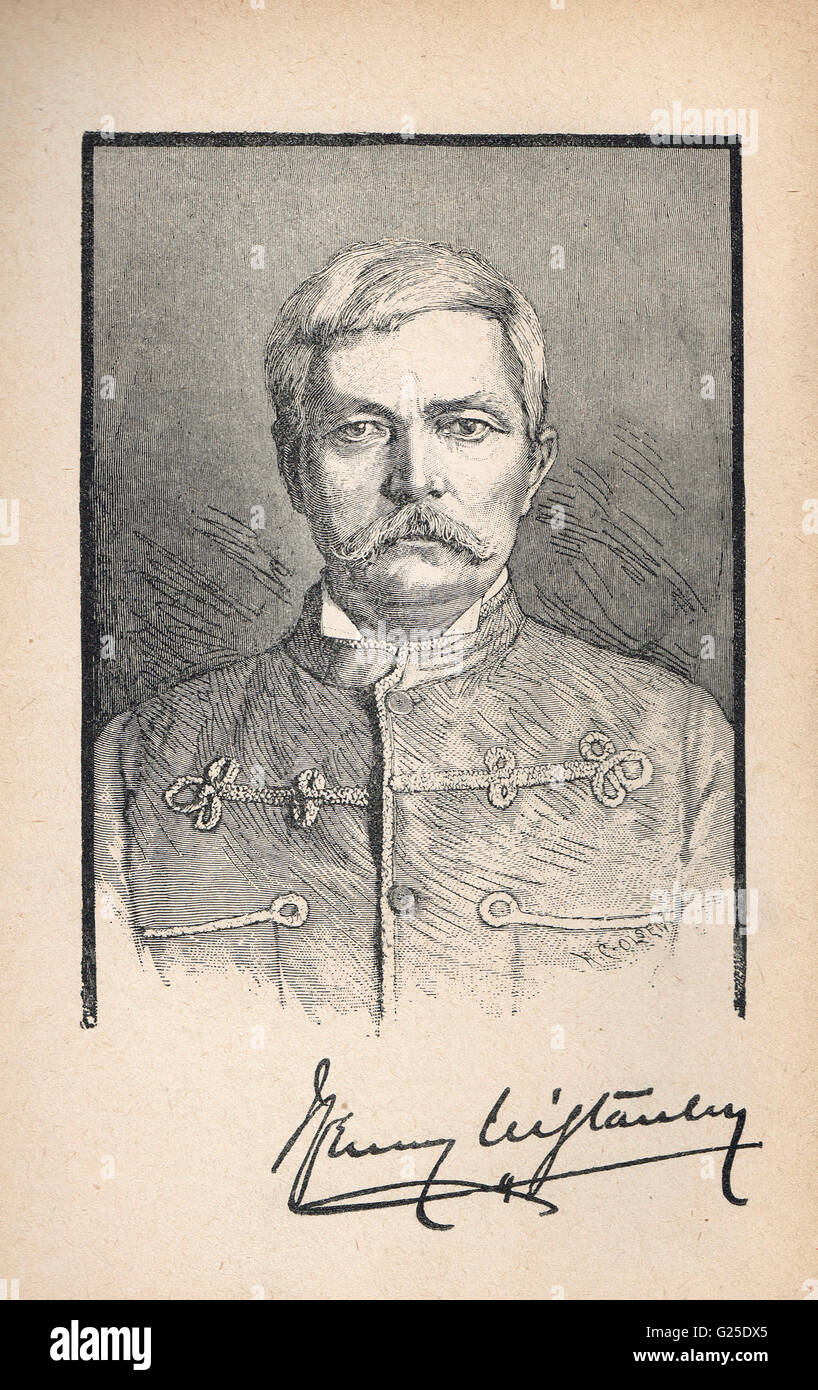 Henry Morton Stanley, Explorer & Journalist 1841 – 1904 Portrait mit Unterschrift Stockfoto