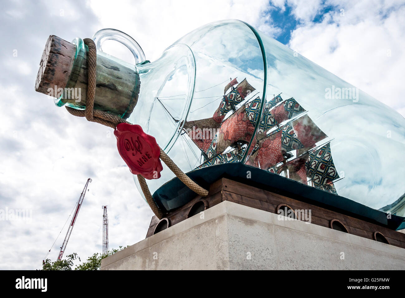 Nelsons Schiff in der Flasche im National Maritime Museum, Greenwich, London Stockfoto