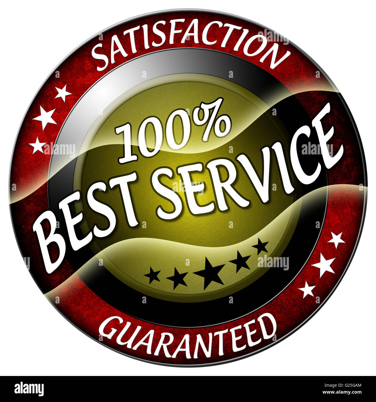 besten Service rund um rotes Symbol isoliert Stockfoto