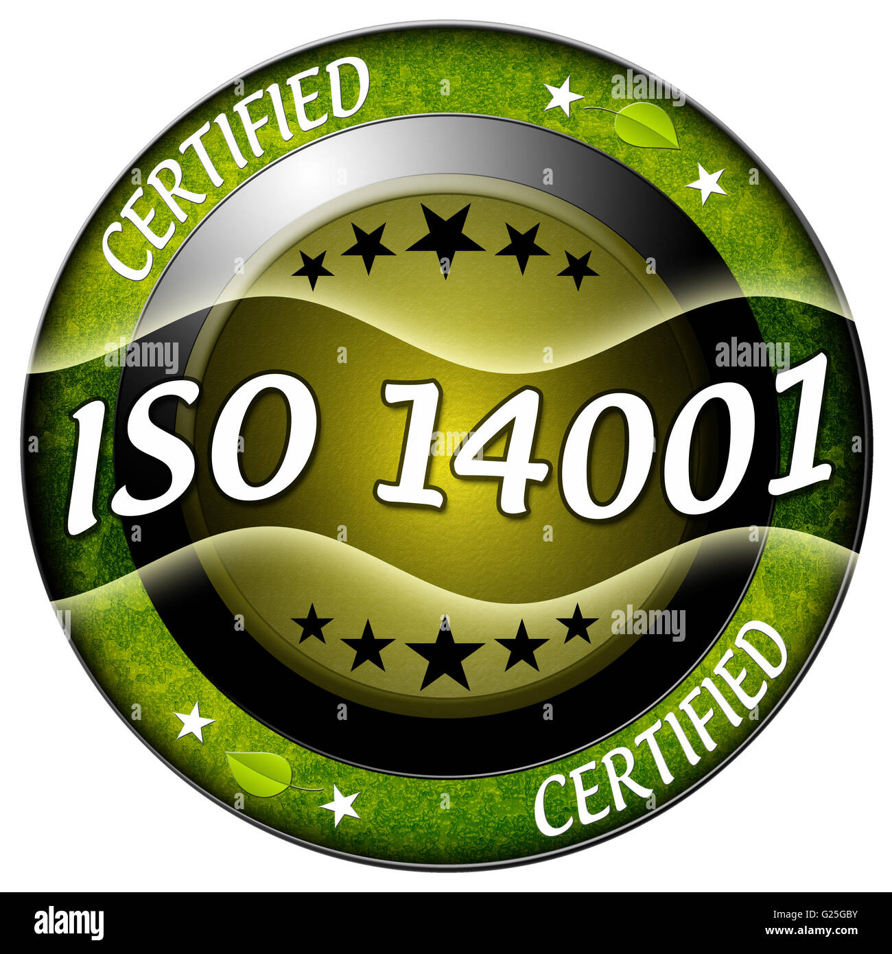 ISO 14001 Runde grüne Symbol isoliert Stockfoto