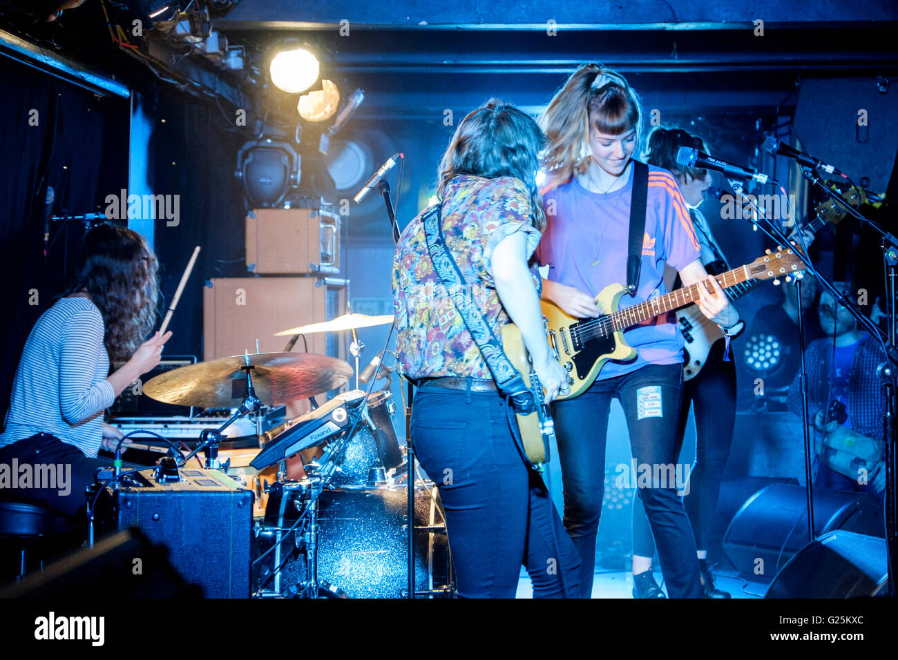 Die Big Moon spielt Komedia am 21.05.2016 im Komedia als Teil von The Great Escape New Music Festival in Brighton.  Personen im Bild: Juliette Jackson, Soph Natha, Celia Archer, Farn Ford. Bild von Julie Edwards. Stockfoto