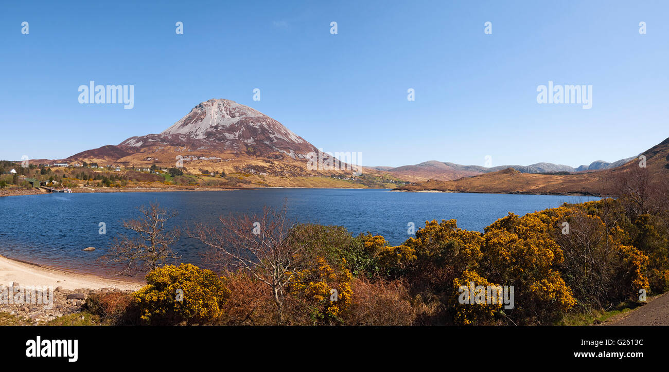 Mount Errigal und Dunlewy Lough in der Derryveagh Bergkette Dunlewy County Donegal Ireland Stockfoto