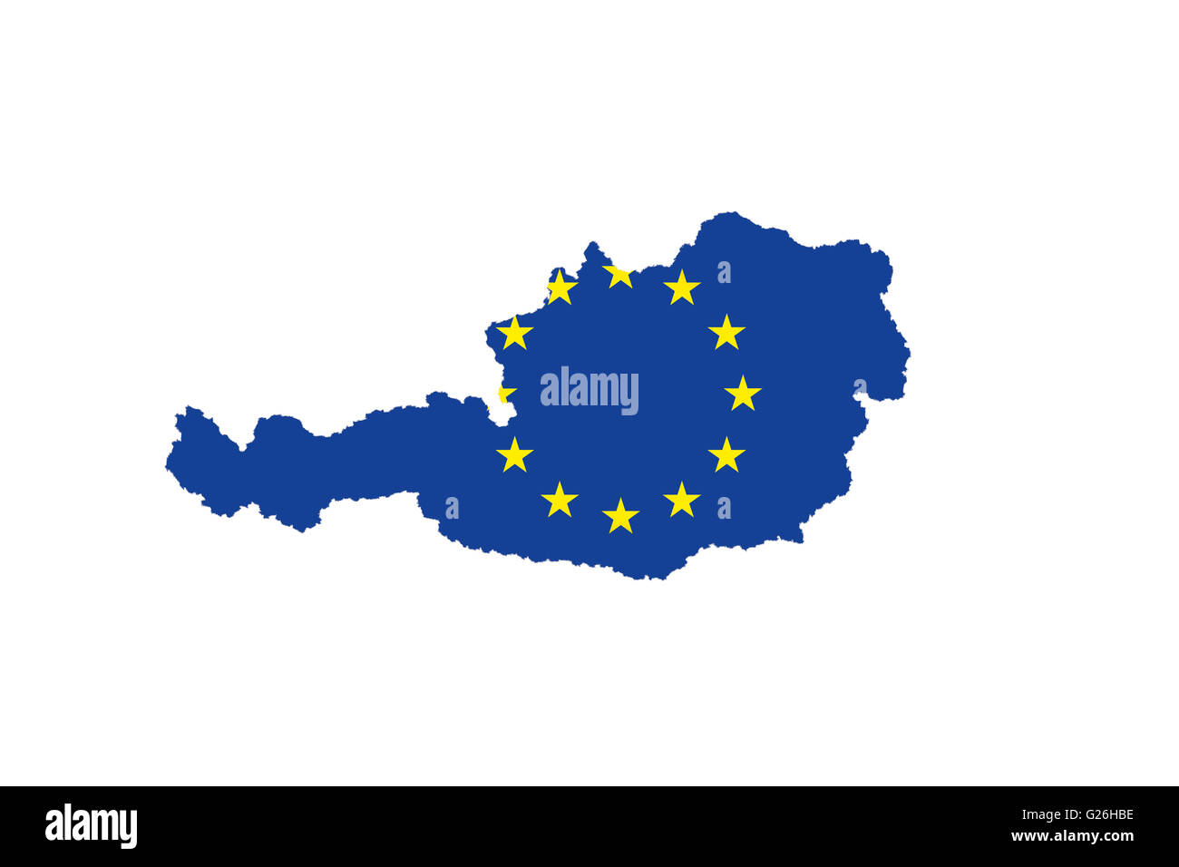 Land Österreich gefüllt mit EU-Flagge Stockfoto