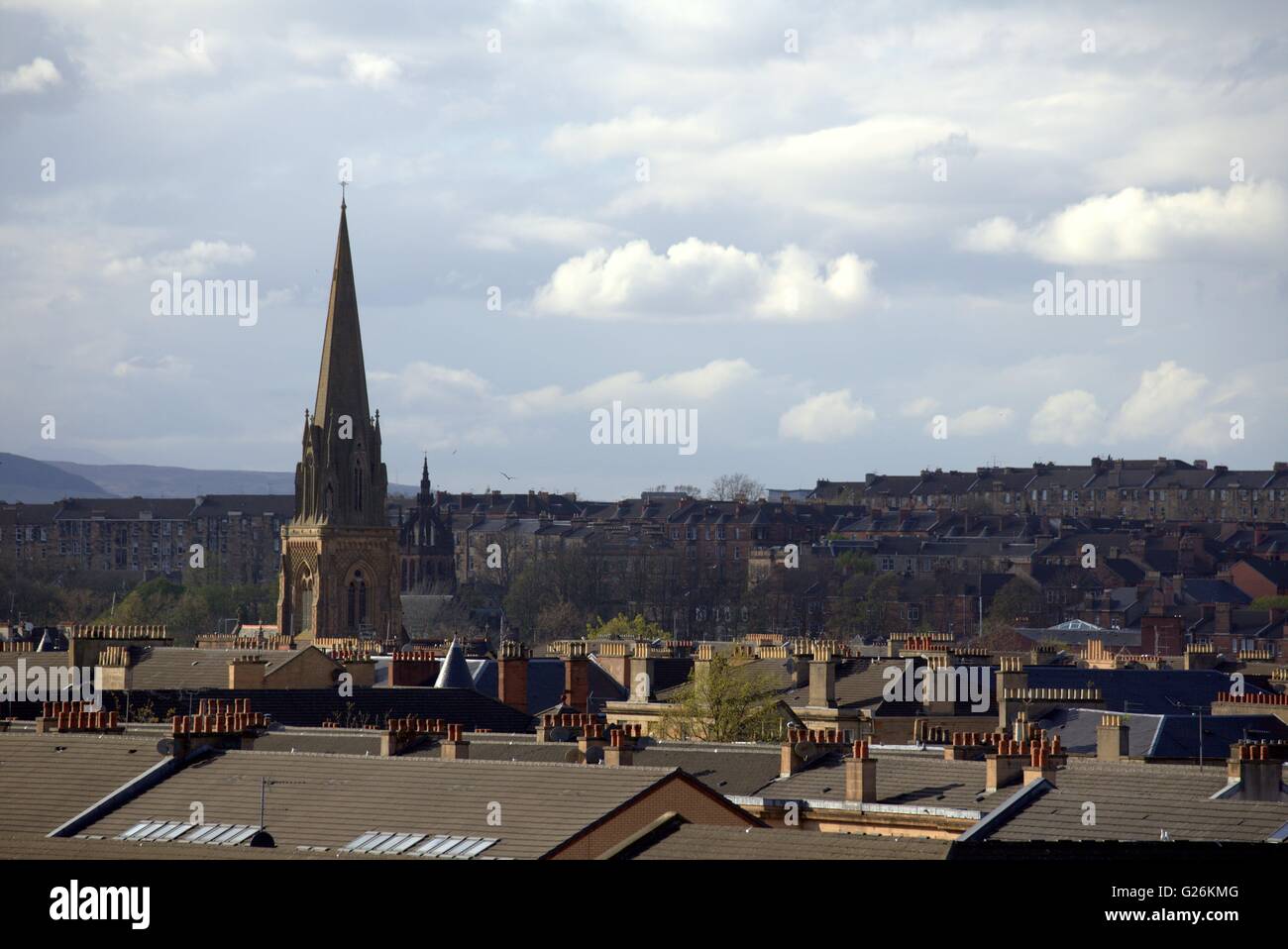 Blick über die Dächer in Richtung Maryhill aus Garnethill, Glasgow, Schottland, Großbritannien. Stockfoto