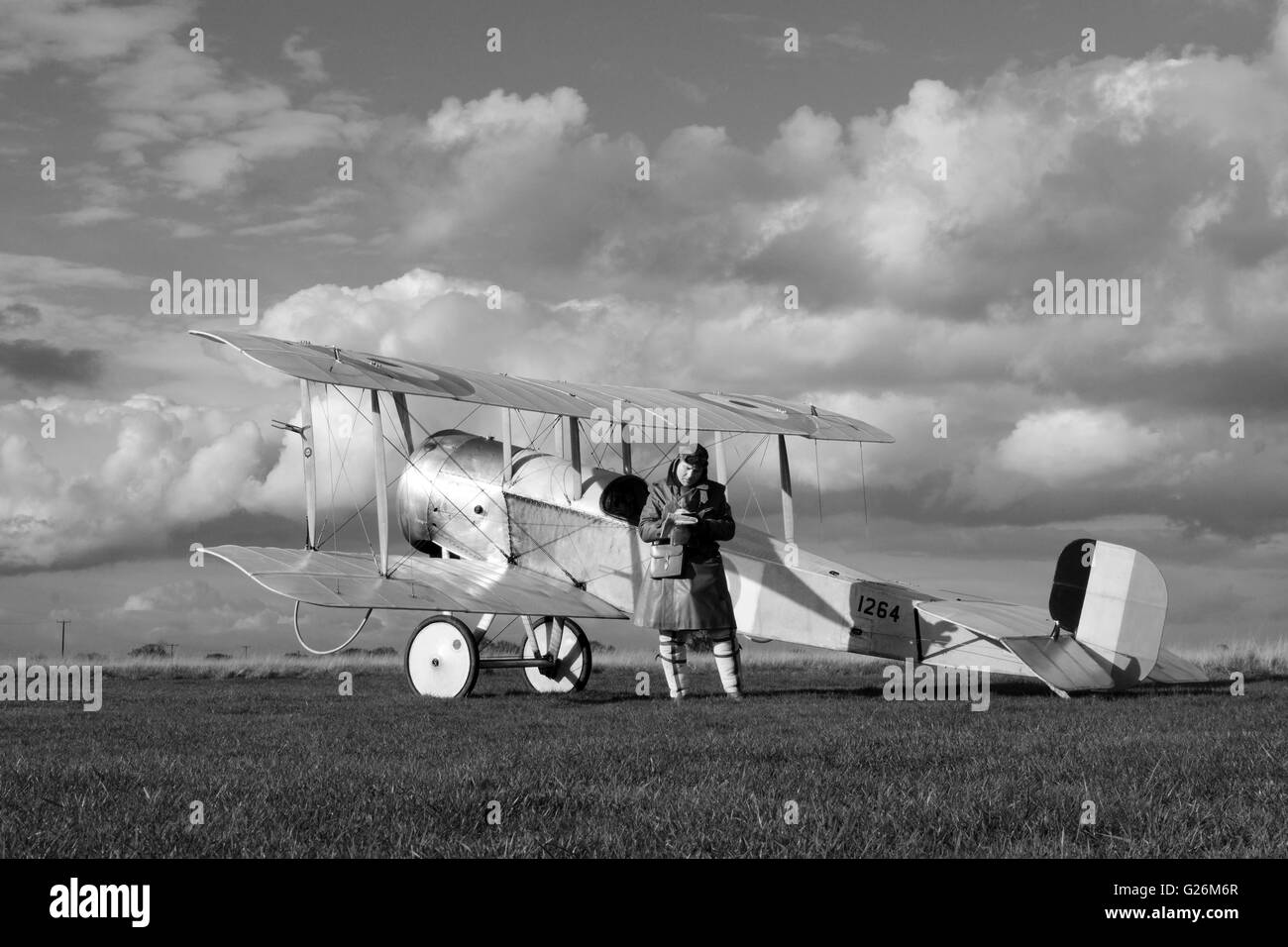 Bristol Scout 1264 Replik auf dem Flugplatz Stow Maries. Stockfoto