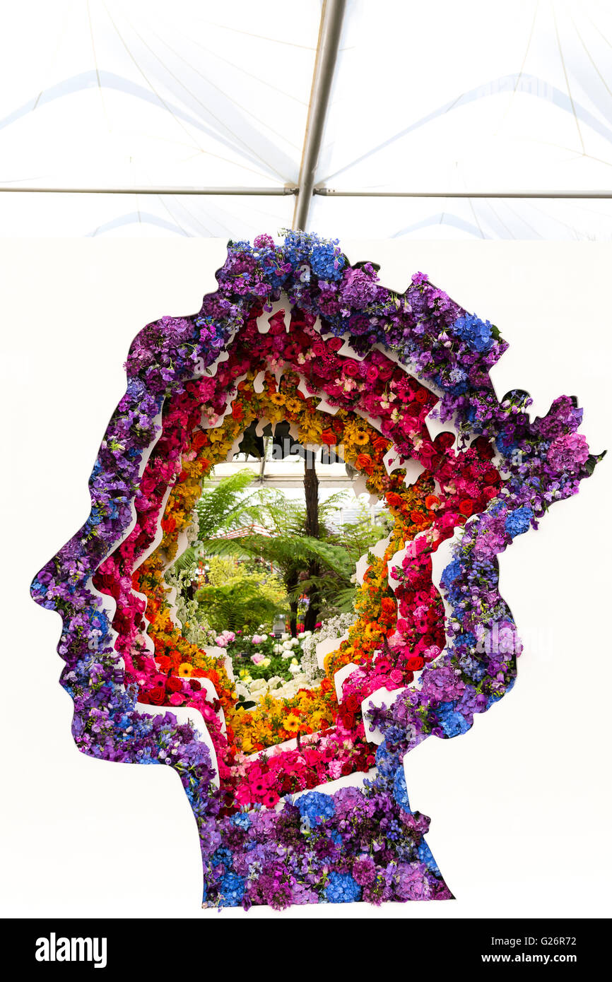 Chelsea Flower Show, London, UK. Detailansicht der hinter jeder großen Blumengeschäft Stand-by neue Covent Garden Flower Market Stockfoto