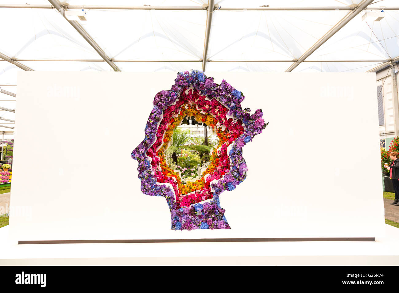 Chelsea Flower Show, London, UK. Detailansicht der hinter jeder großen Blumengeschäft Stand-by neue Covent Garden Flower Market Stockfoto