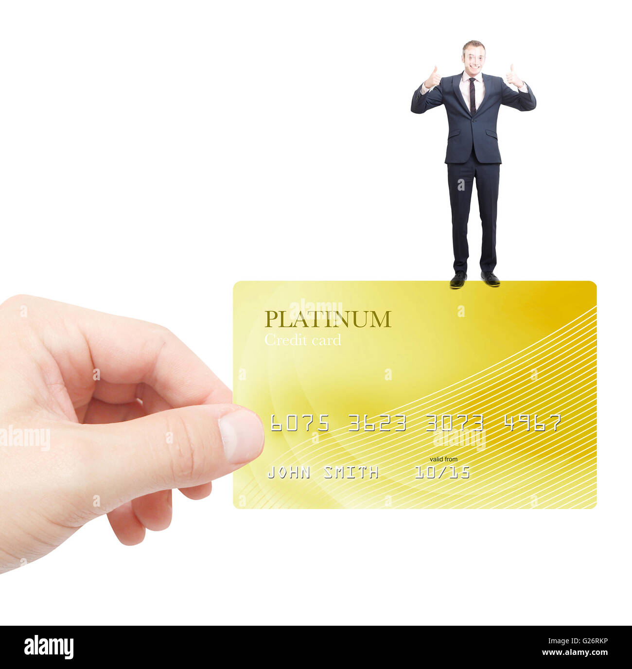 Kreditkarte mit Geschäftsmann hält Stockfoto