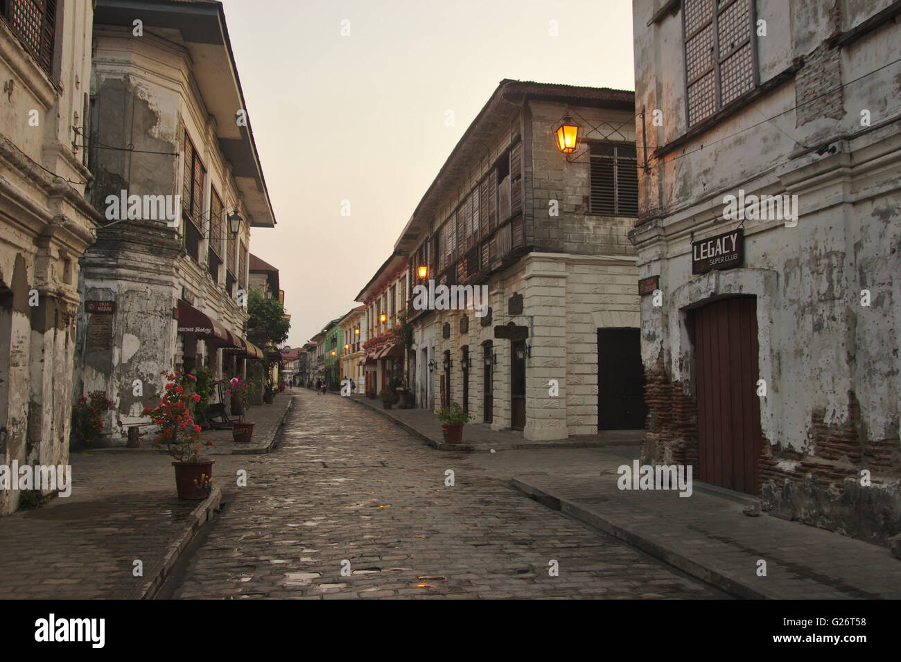 Vigan, Crisologo Straße am frühen Morgen, Luzon, Philippinen Stockfoto