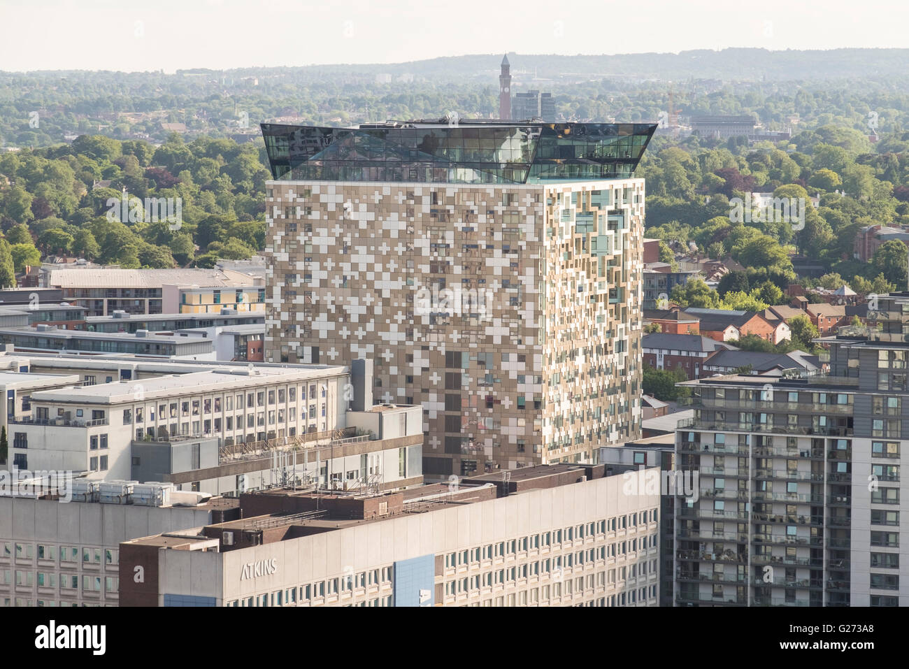 Luftaufnahme von Birmingham City Centre, England. Der Cube Stockfoto