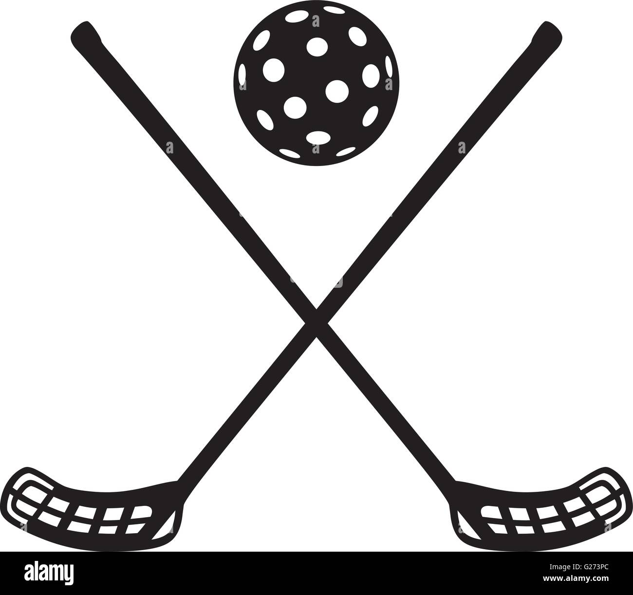 Floorball Stöcke mit ball Stock Vektor