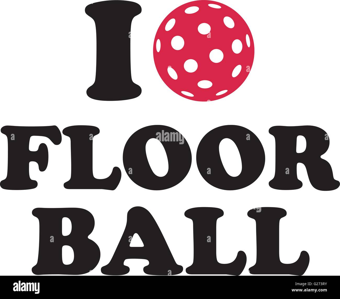 Ich liebe Floorball mit ball Stock Vektor