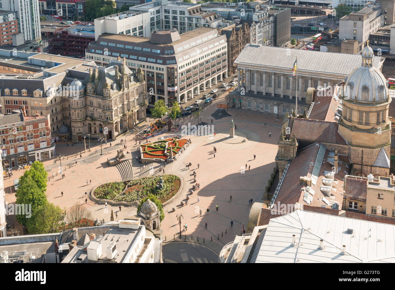 Luftaufnahme von Birmingham City Centre, England. Victoria Square Stockfoto