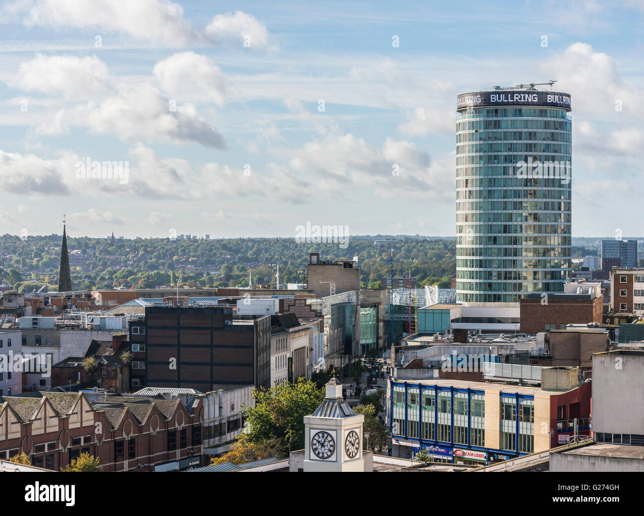 Luftaufnahme von Birmingham City Centre, England. Stockfoto