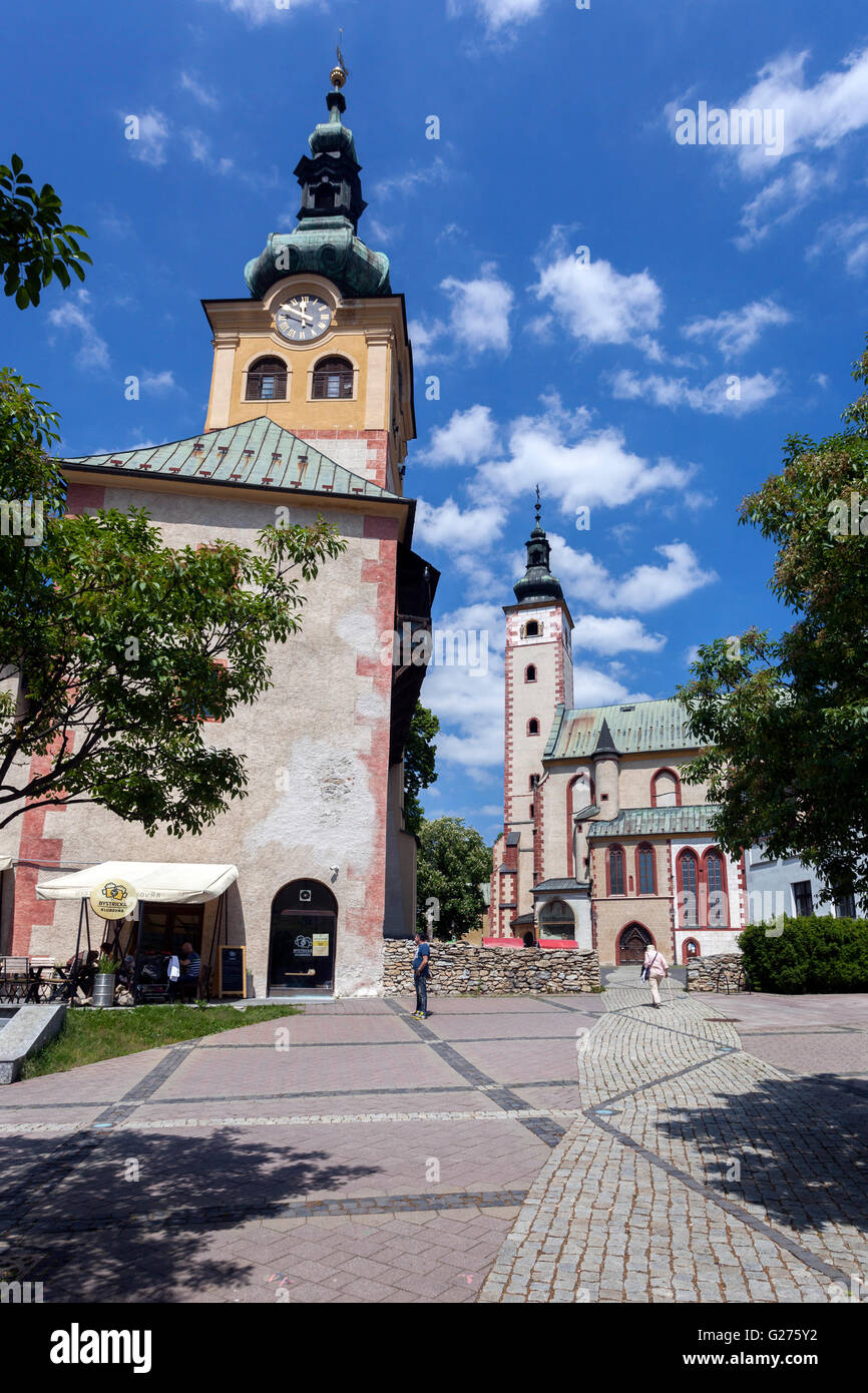 Banska Bystrica, Slowakei, Barbican Burgturm, Europa, Kirche Mariä Himmelfahrt Stockfoto