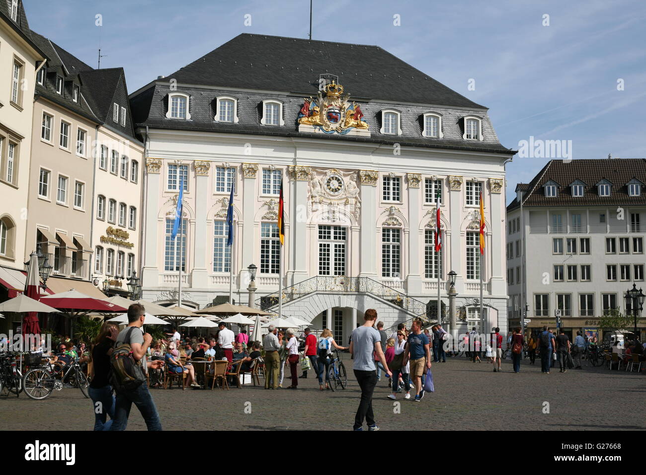 Bonn, altes Rathaus und Marktplatz Stockfoto
