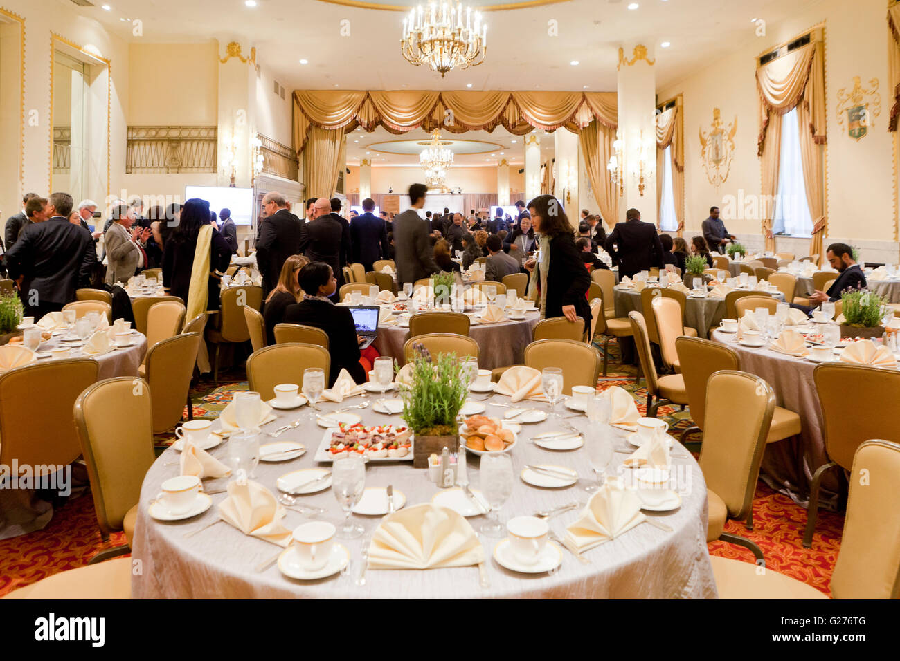 Bankett-Speisesaal für Großveranstaltungen im Mayflower Hotel - Washington, DC USA Stockfoto