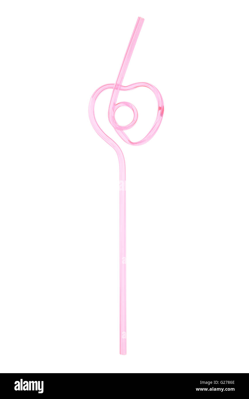 Rosa verrückte Getränk Stroh auf weißem Hintergrund Stockfoto