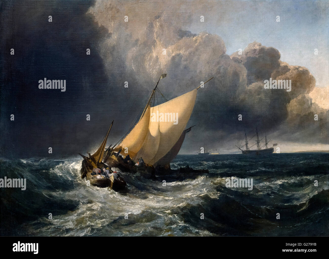 Holländische Schiffe in einem Sturm ("The Bridgewater Seestück") von JMW Turner, Öl auf Leinwand, 1801. Stockfoto