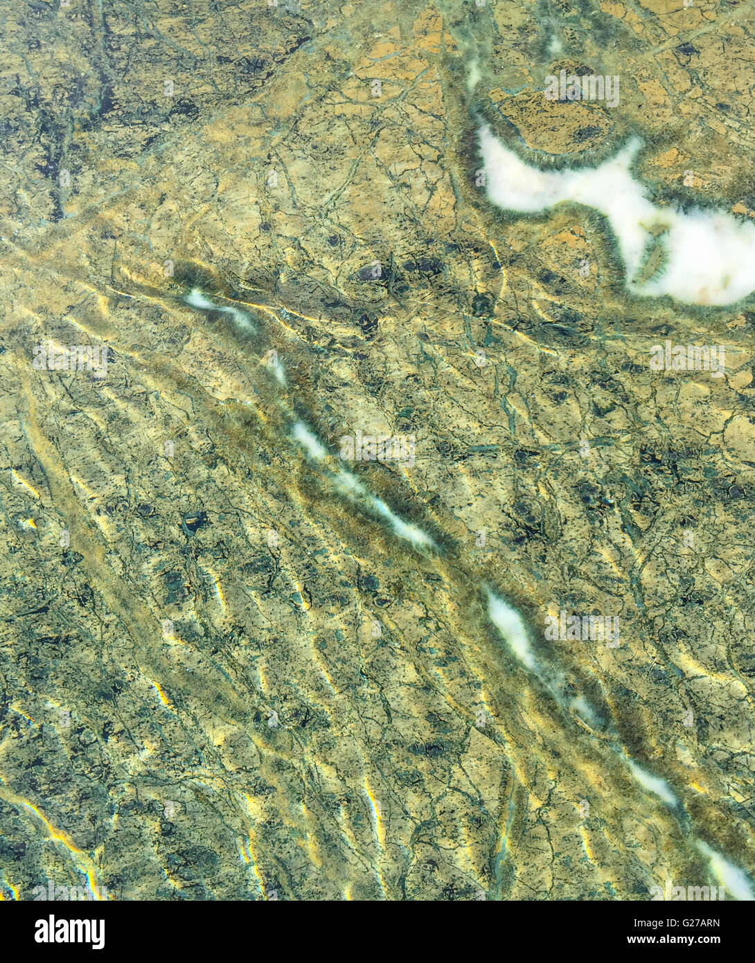 Detailbild des Wassers in einem Marmorbecken Stockfoto