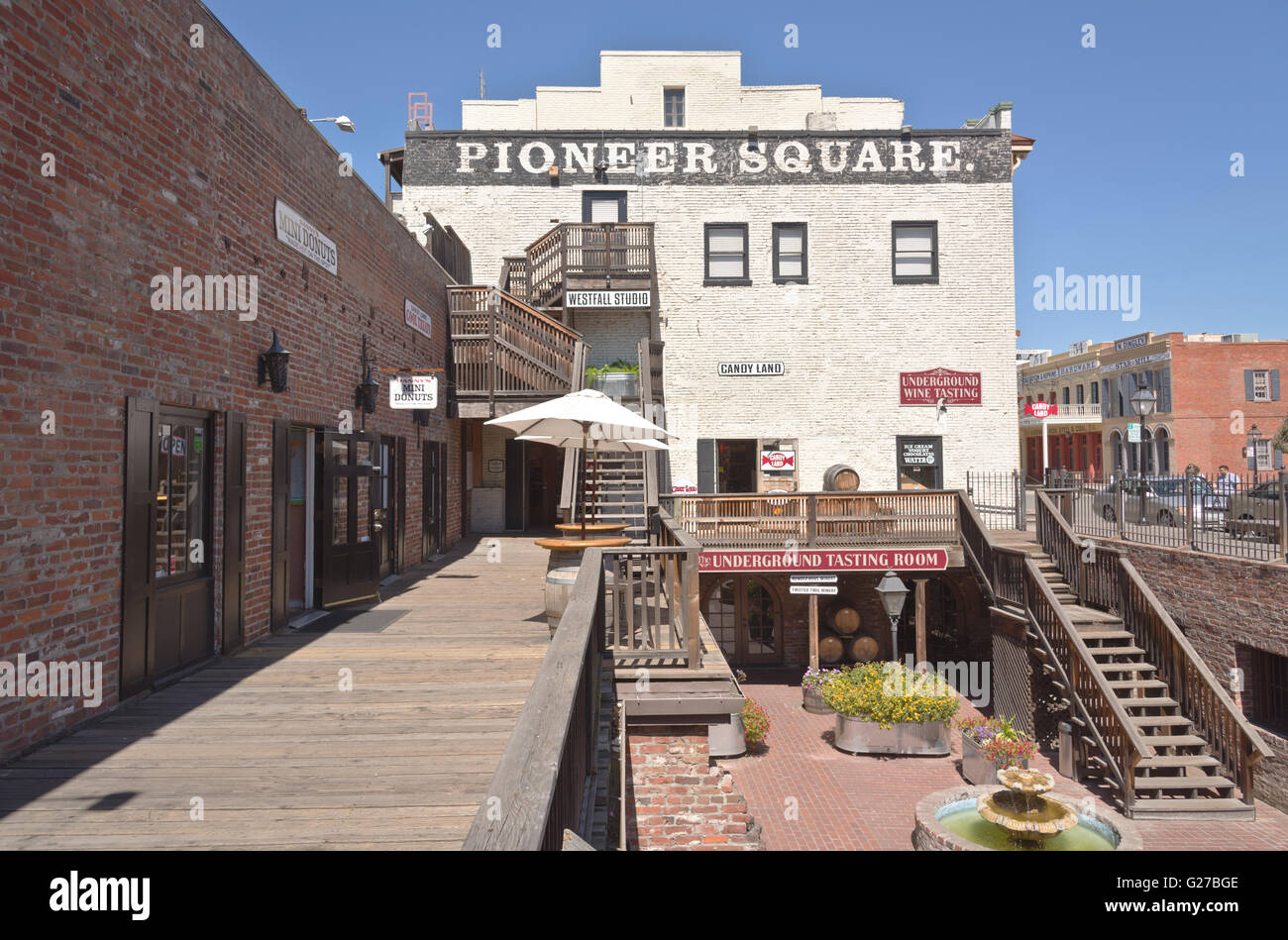 Pioneer Square Markt in alte Stadt Sacramento, Kalifornien. Stockfoto