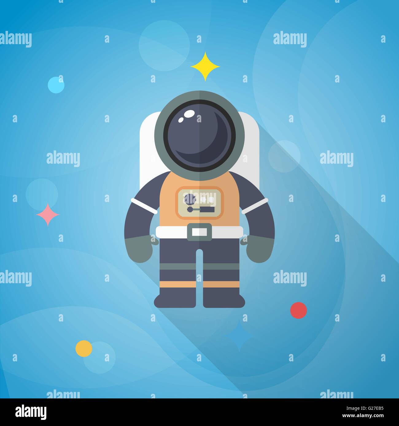 Astronaut flache Symbol mit langen Schatten, eps10, Stock Vektor