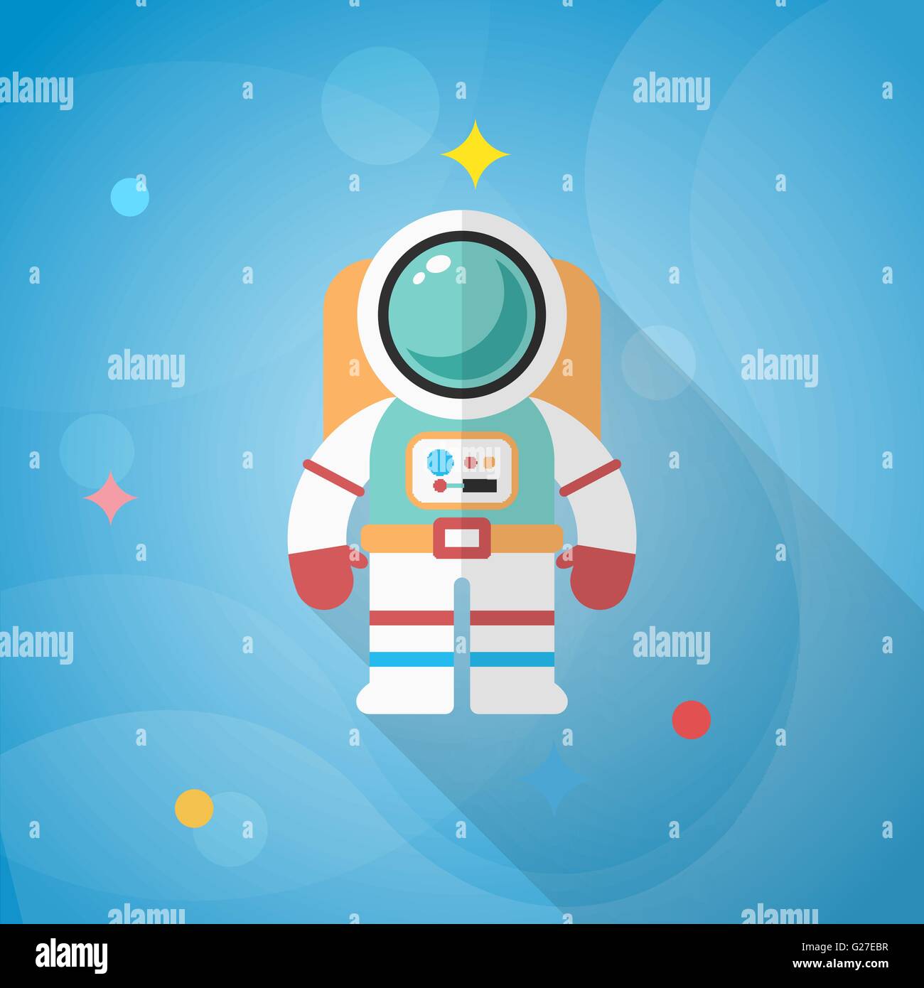 Astronaut flache Symbol mit langen Schatten, eps10, Stock Vektor